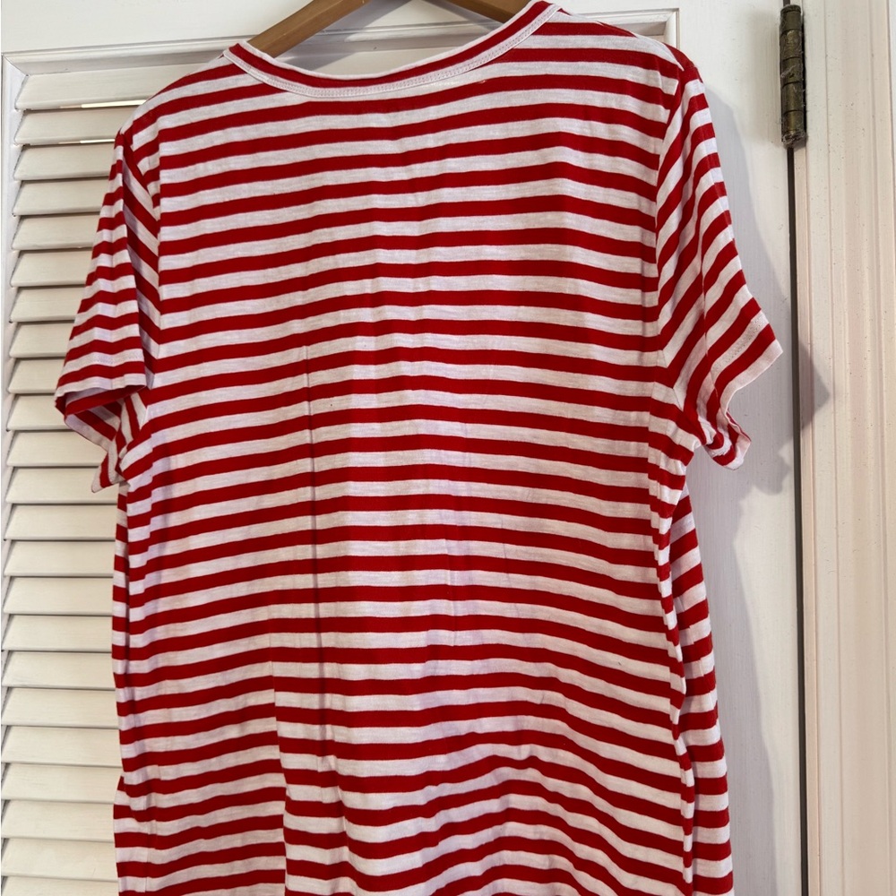 LOFT Red and White Striped T-Shirt - Picture 3 of 3